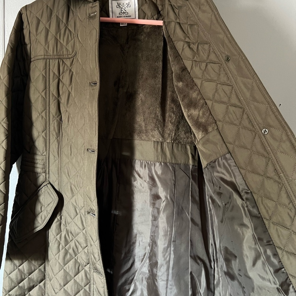 Olive Quilted Varsity Jacket - Picture 2 of 5